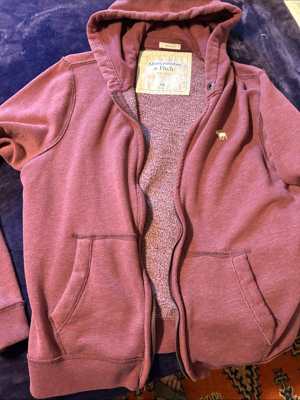 Abercrombie & Fitch Kids Mauve Zip-Up Hooded Puffer Jacket